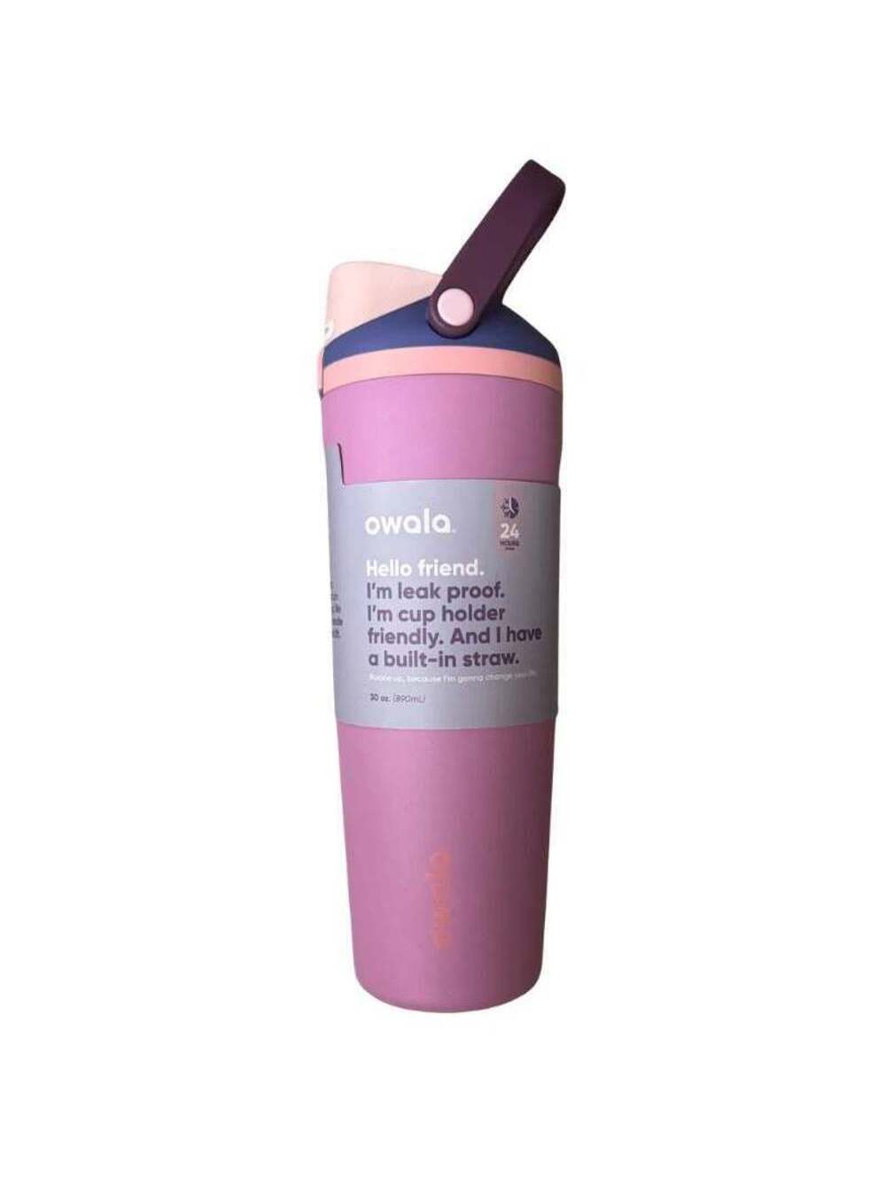 Owala 30 oz Insulated Water Bottle Pink Purple Built-In Straw Leakproof New